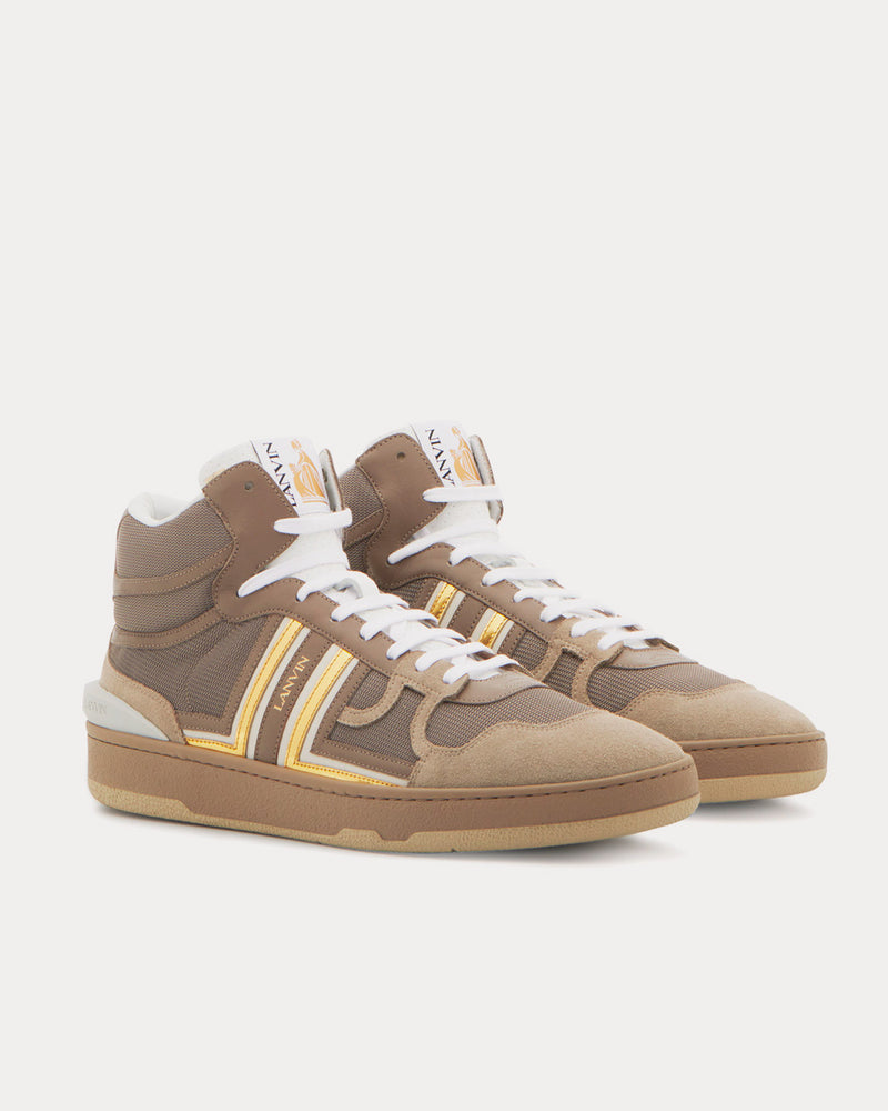 Lanvin Clay Leather Dark Grey / Gold High Top Sneakers - 3