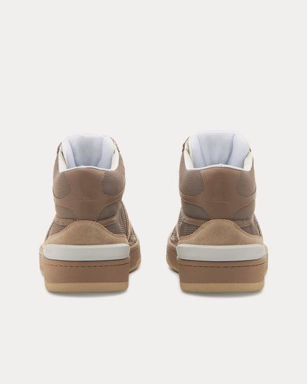 Lanvin Clay Leather Dark Grey / Gold High Top Sneakers - 4