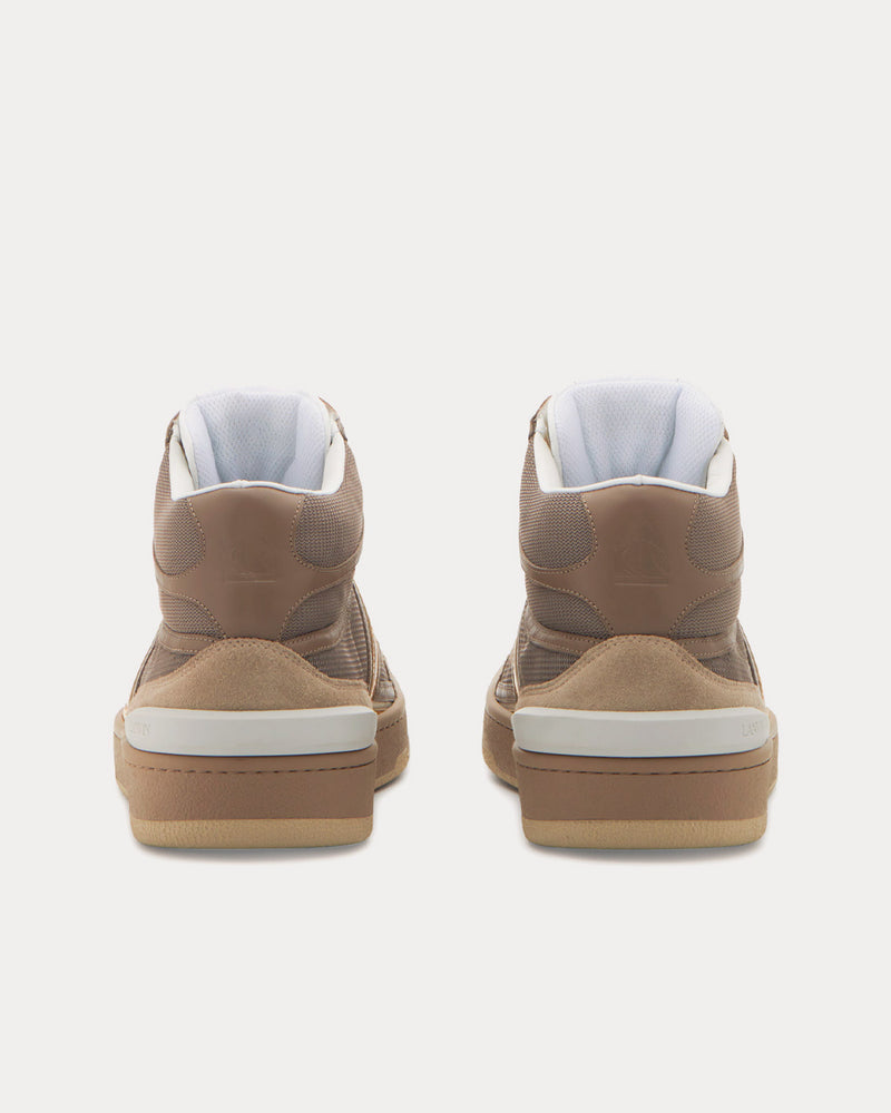 Lanvin Clay Leather Dark Grey / Gold High Top Sneakers - 4
