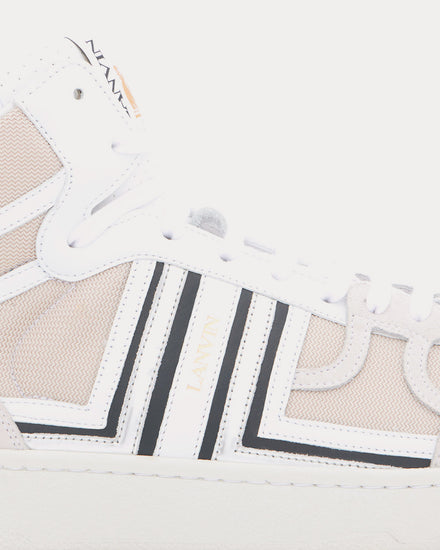 Lanvin Clay Leather White / Silver High Top Sneakers - 5