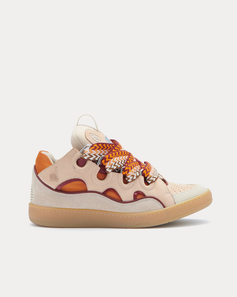 Lanvin Curb Leather Pale Pink / Mango Low Top Sneakers - 1