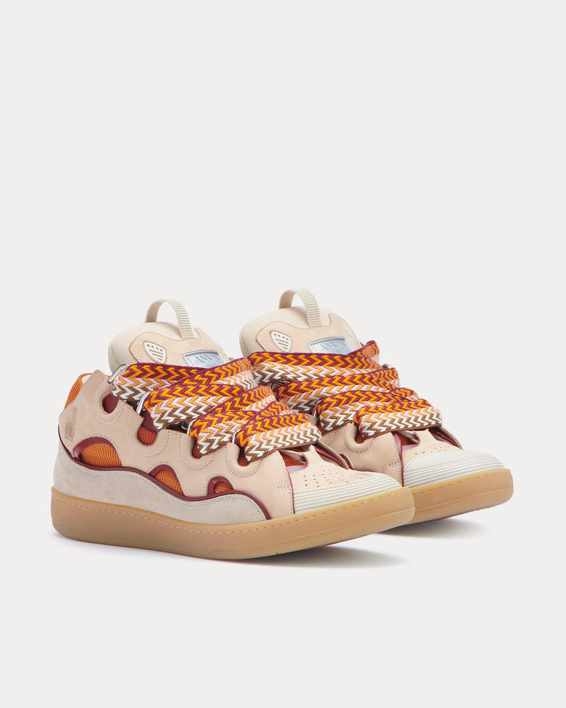 Lanvin Curb Leather Pale Pink / Mango Low Top Sneakers - 3