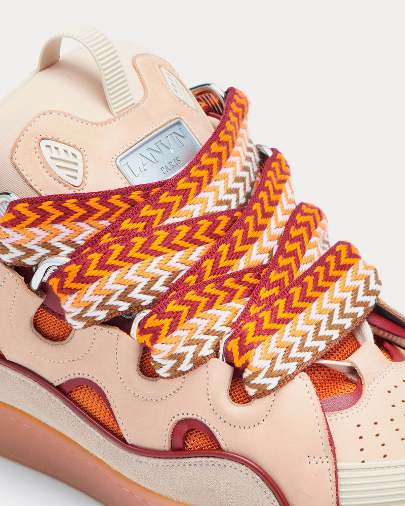 Lanvin Curb Leather Pale Pink / Mango Low Top Sneakers - 5
