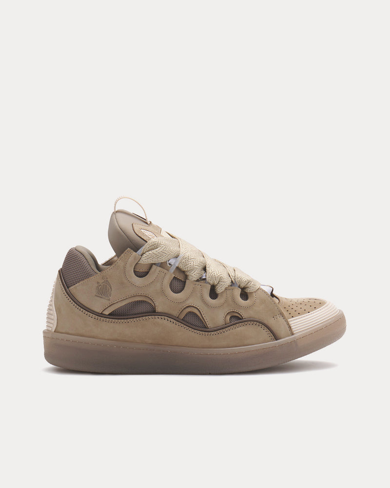 Lanvin Curb Leather Taupe Low Top Sneakers - 1