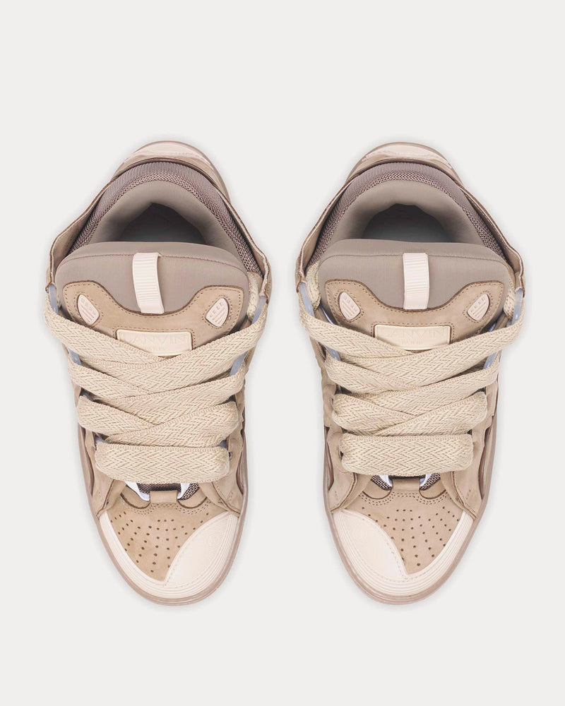 Lanvin Curb Leather Taupe Low Top Sneakers - 2