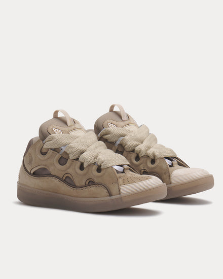 Lanvin Curb Leather Taupe Low Top Sneakers - 3