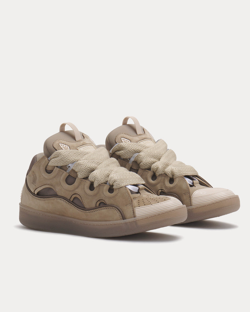 Lanvin Curb Leather Taupe Low Top Sneakers - 3