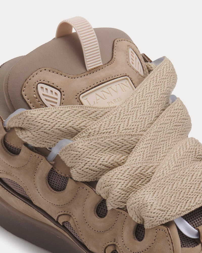 Lanvin Curb Leather Taupe Low Top Sneakers - 5
