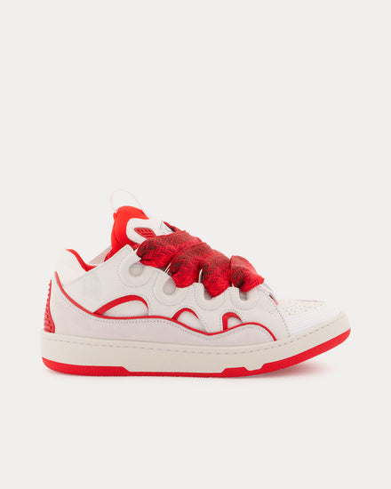 Lanvin Curb Leather White / Red Low Top Sneakers - 1