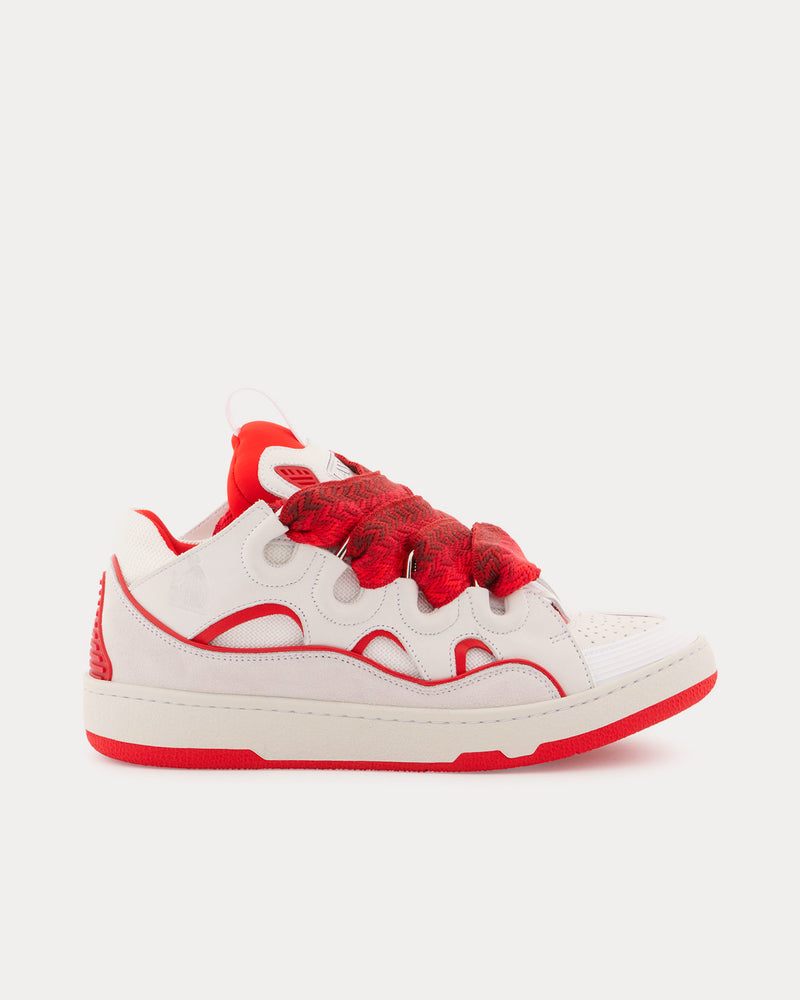 Lanvin Curb Leather White / Red Low Top Sneakers - 1