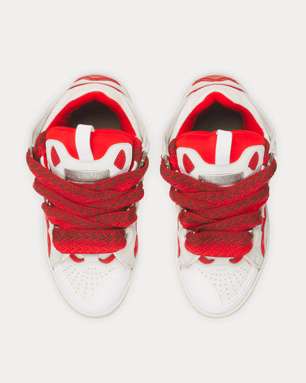 Lanvin Curb Leather White / Red Low Top Sneakers - 2