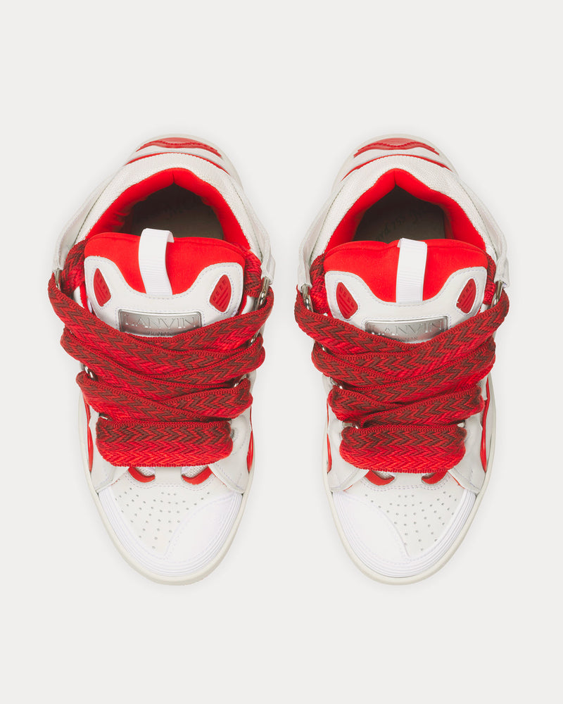 Lanvin Curb Leather White / Red Low Top Sneakers - 2