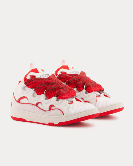 Lanvin Curb Leather White / Red Low Top Sneakers - 3