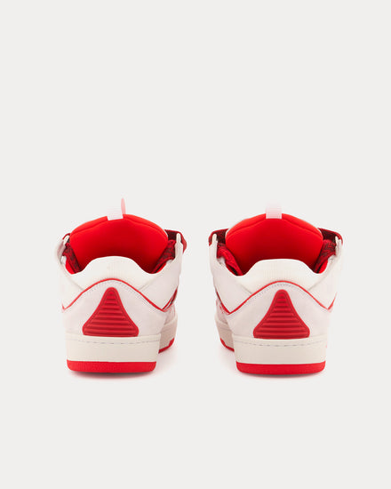 Lanvin Curb Leather White / Red Low Top Sneakers - 4