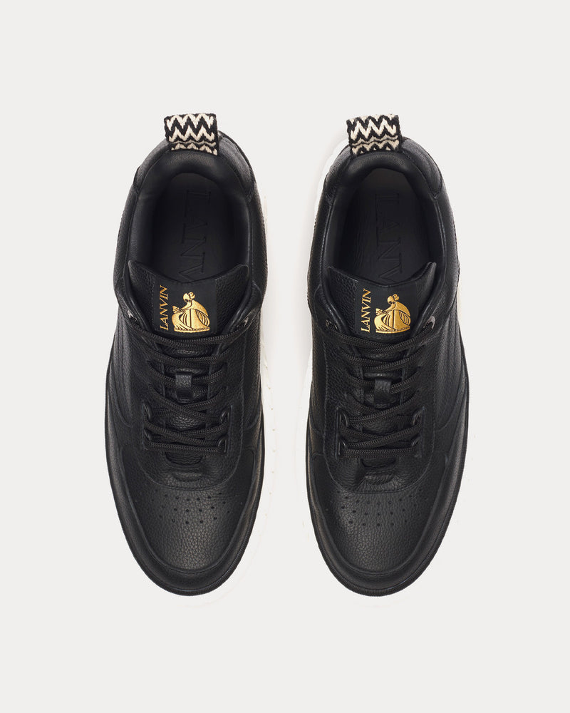 Lanvin Curbies Grained Leather Black / White Low Top Sneakers - 2