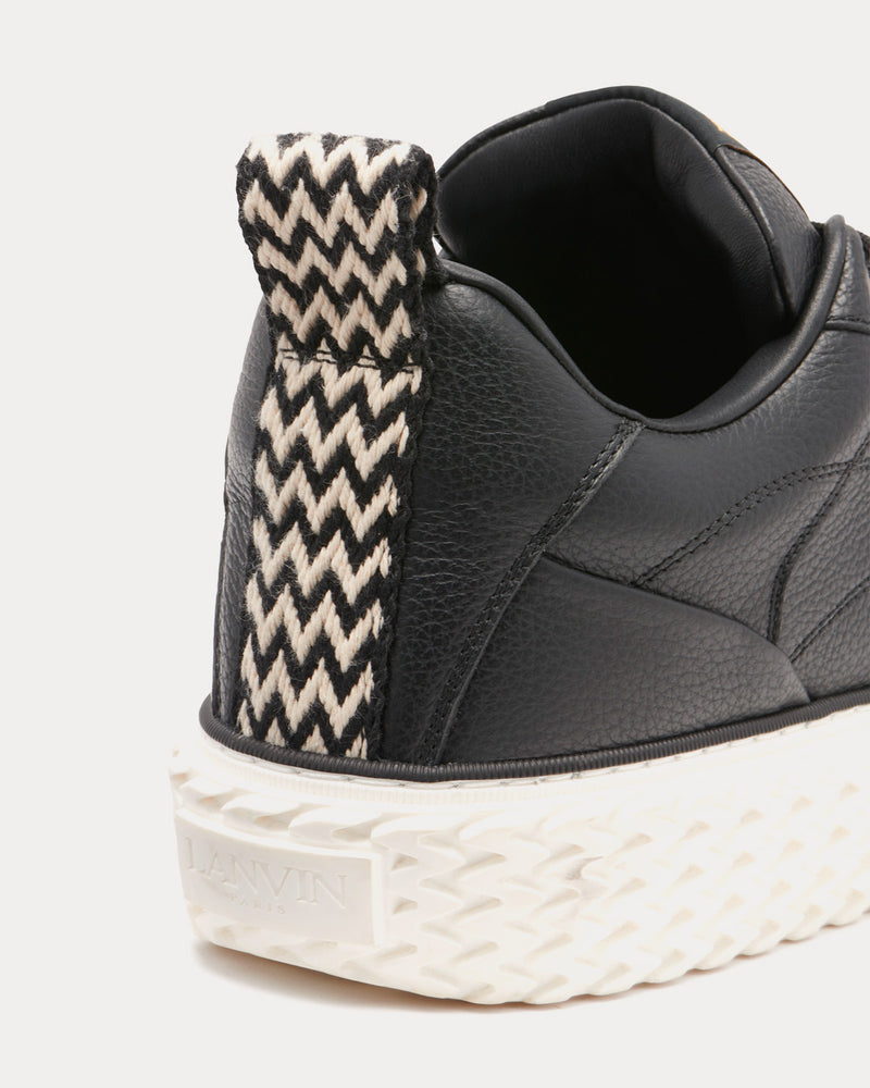 Lanvin Curbies Grained Leather Black / White Low Top Sneakers - 5