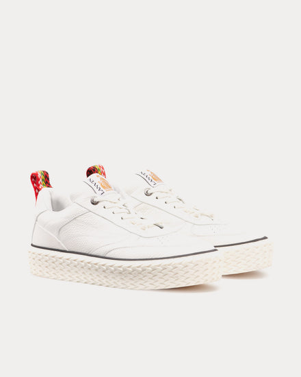Lanvin Curbies Grained Leather White Low Top Sneakers - 3