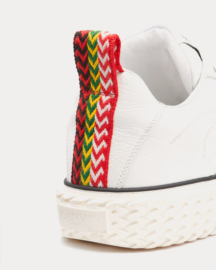 Lanvin Curbies Grained Leather White Low Top Sneakers - 5