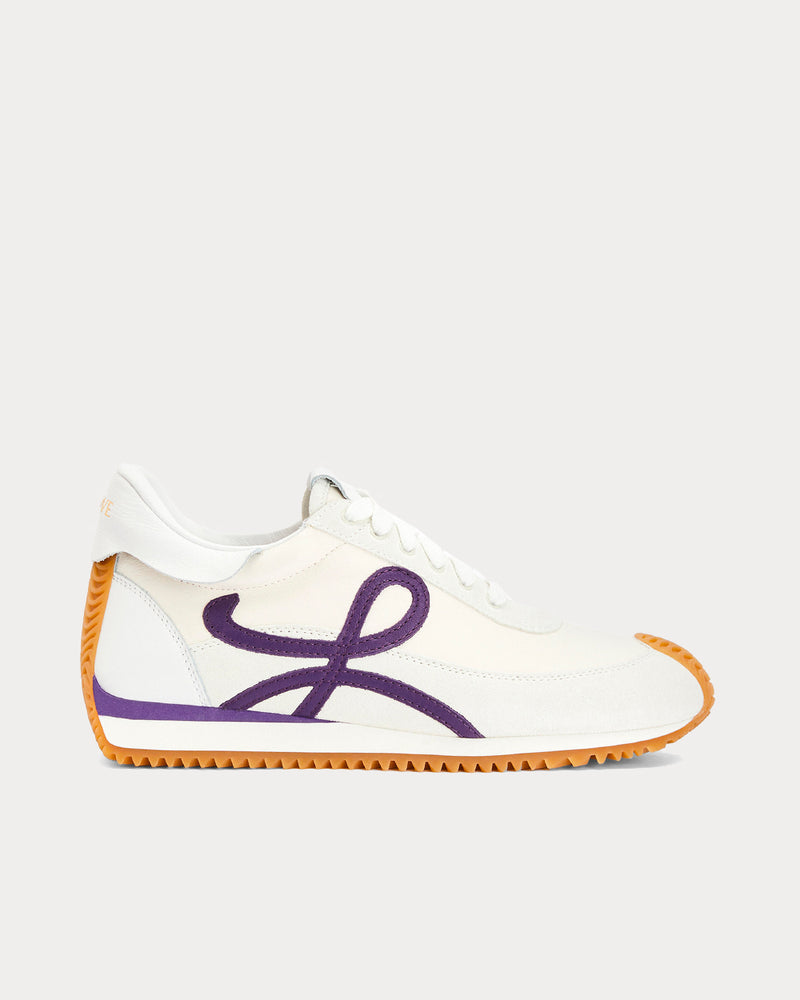 Loewe Flow Runner in Lambskin White / Purple Low Top Sneakers - 1
