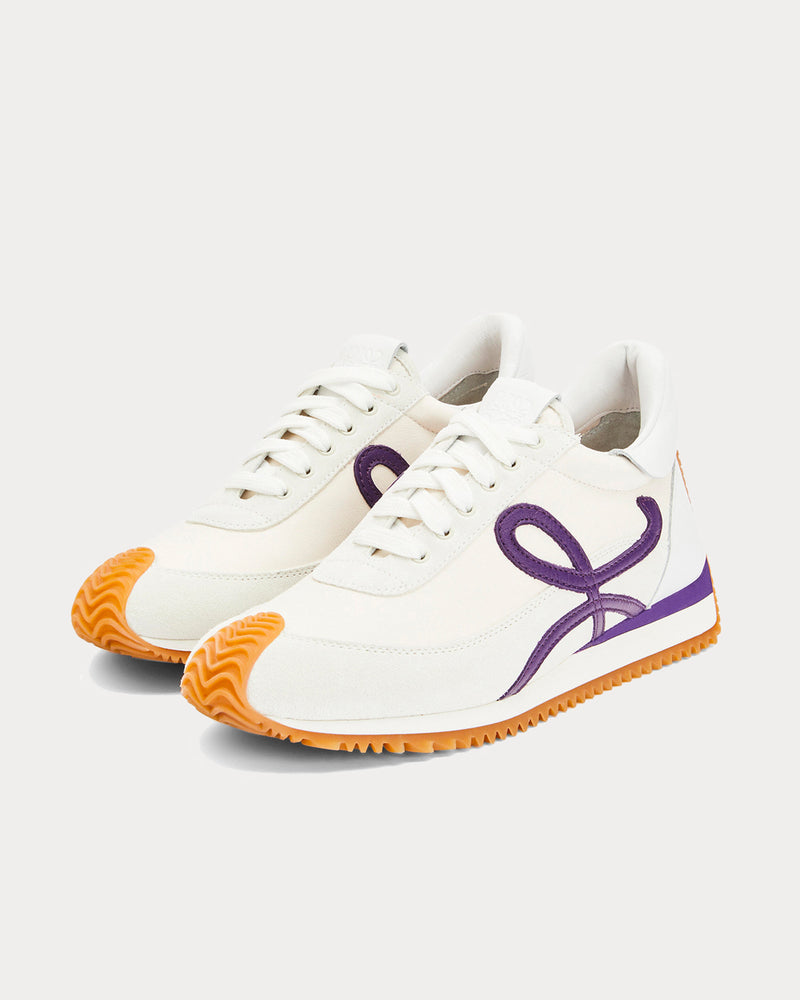 Loewe Flow Runner in Lambskin White / Purple Low Top Sneakers - 2