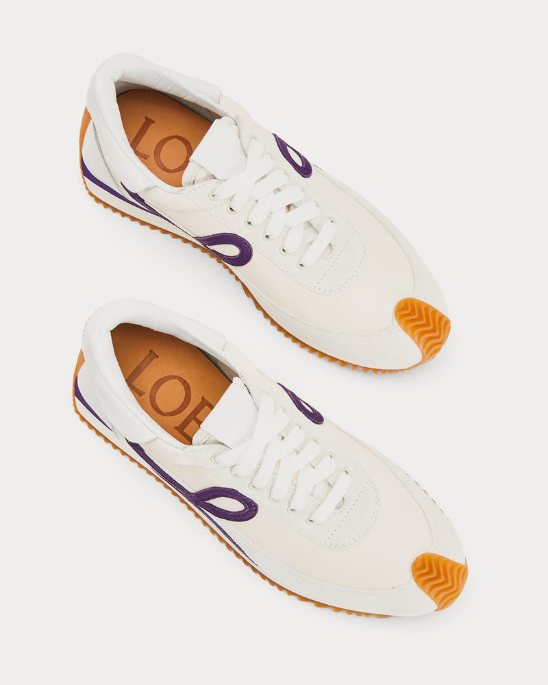 Loewe Flow Runner in Lambskin White / Purple Low Top Sneakers - 3