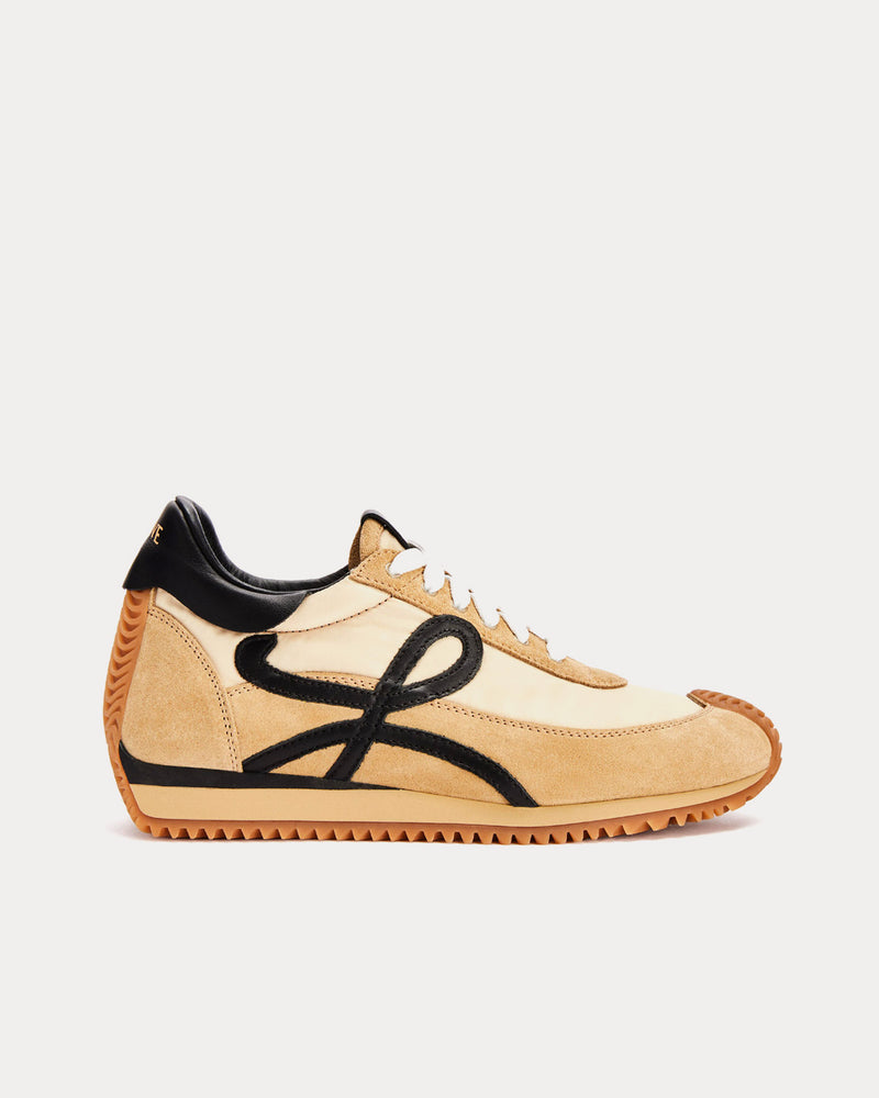 Loewe Flow Runner in Suede & Nylon Gold / Black Low Top Sneakers - 1