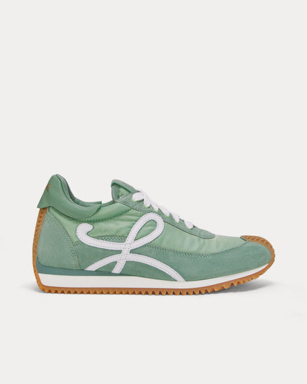 Loewe Flow Runner in Suede & Nylon Light Green Low Top Sneakers - 1
