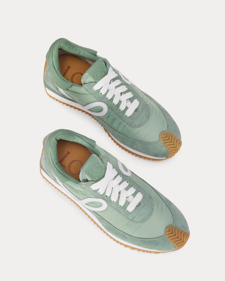 Loewe Flow Runner in Suede & Nylon Light Green Low Top Sneakers - 2