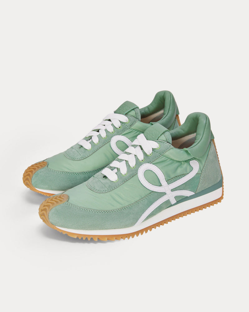 Loewe Flow Runner in Suede & Nylon Light Green Low Top Sneakers - 3