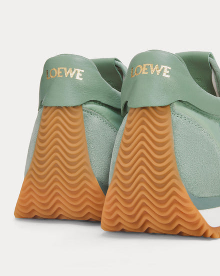 Loewe Flow Runner in Suede & Nylon Light Green Low Top Sneakers - 4