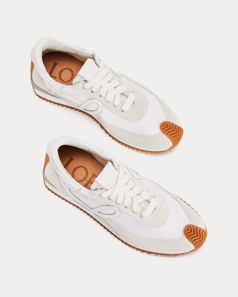 Flow Runner in Suede & Nylon White Low Top Sneakers