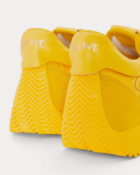 Flow Runner in Nylon & Suede Yellow Low Top Sneakers