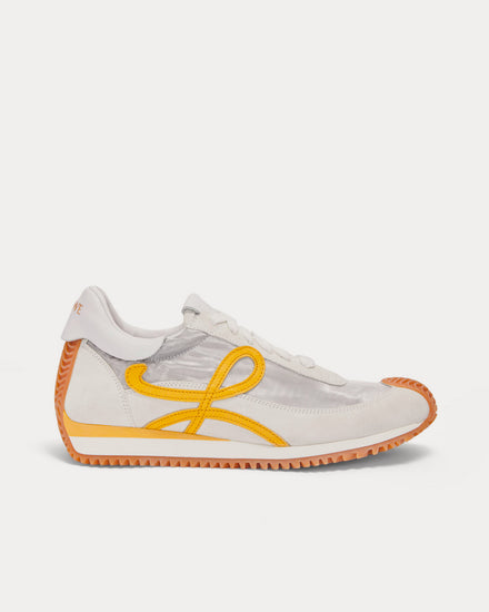 Loewe Flow Runner in Technical Mesh & Suede Silver / White / Yellow Low Top Sneakers - 1