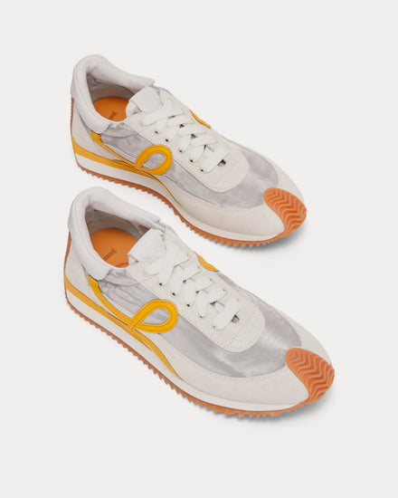 Loewe Flow Runner in Technical Mesh & Suede Silver / White / Yellow Low Top Sneakers - 2