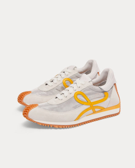 Loewe Flow Runner in Technical Mesh & Suede Silver / White / Yellow Low Top Sneakers - 3