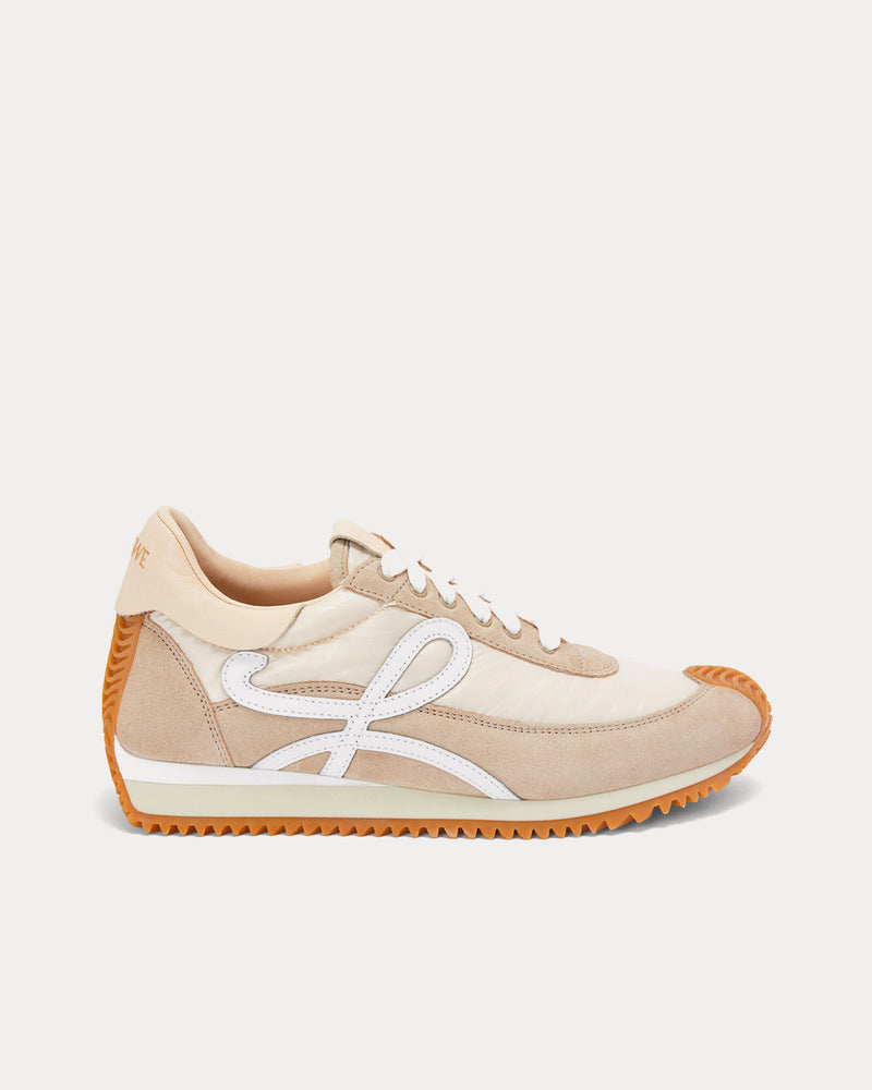Loewe Padded Flow Runner in Suede & Nylon Beige Low Top Sneakers - 1