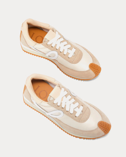 Loewe Padded Flow Runner in Suede & Nylon Beige Low Top Sneakers - 2