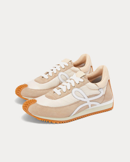 Loewe Padded Flow Runner in Suede & Nylon Beige Low Top Sneakers - 3