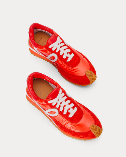 Loewe Padded Flow Runner in Nylon & Suede Red Orange Low Top Sneakers - 2
