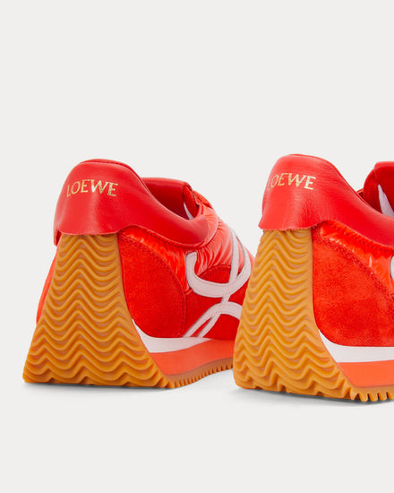 Loewe Padded Flow Runner in Nylon & Suede Red Orange Low Top Sneakers - 4