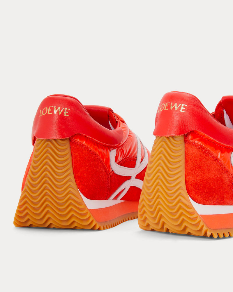 Loewe Padded Flow Runner in Nylon & Suede Red Orange Low Top Sneakers - 4