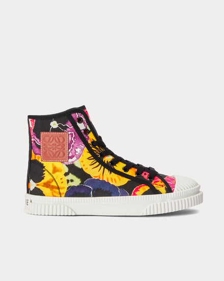 Loewe Pansies Flap Canvas Pink Multitone High Top Sneakers - 1