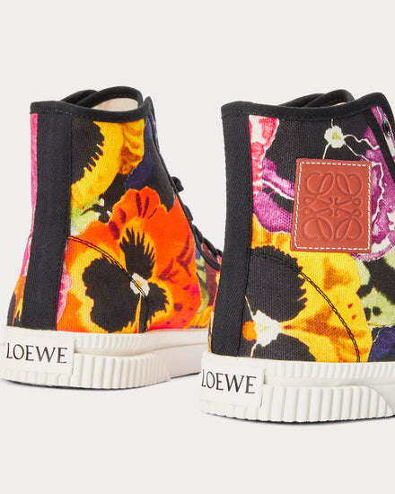 Loewe Pansies Flap Canvas Pink Multitone High Top Sneakers - 4
