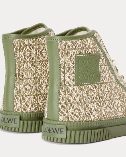 Loewe Anagram in Jacquard & Calfskin Green / Avocado Green High Top Sneakers - 4