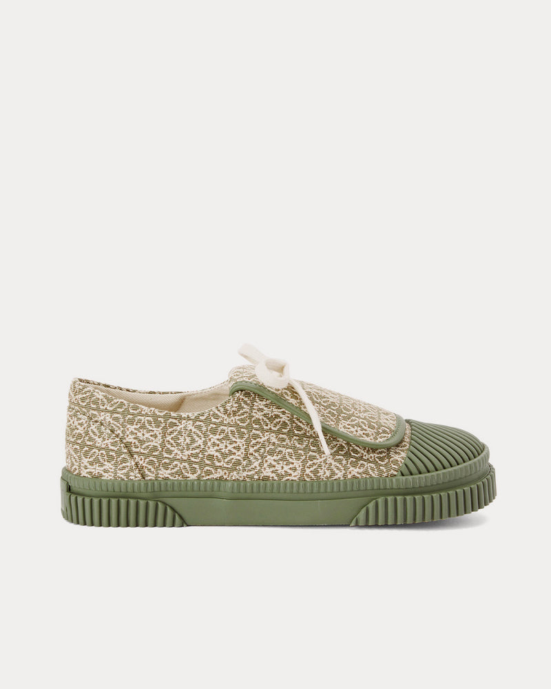 Loewe Anagram Flap in Jacquard & Calfskin Green / Avocado Green Low Top Sneakers - 1
