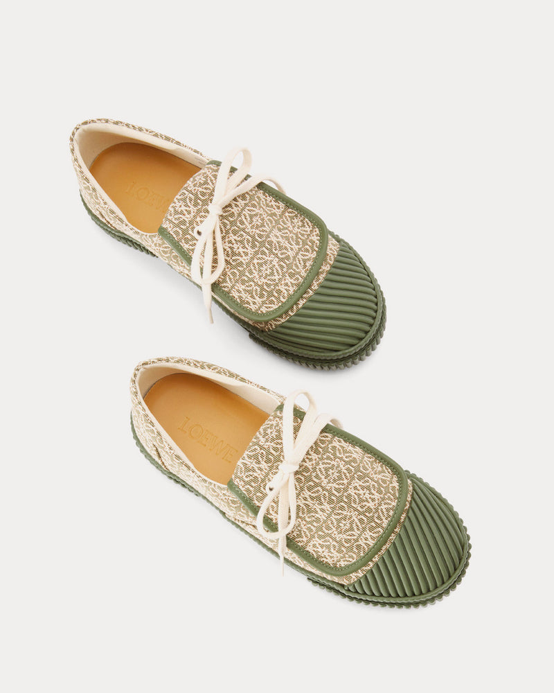 Loewe Anagram Flap in Jacquard & Calfskin Green / Avocado Green Low Top Sneakers - 2