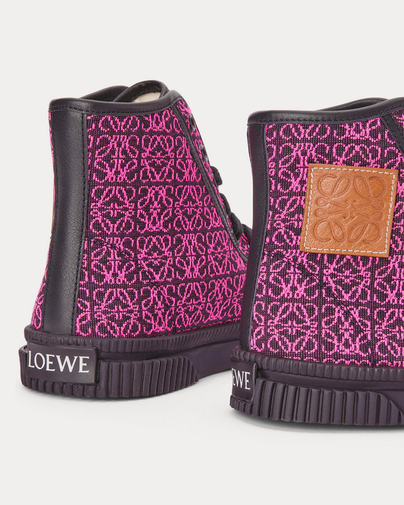 Loewe Anagram Jacquard Neon Pink / Deep Navy High Top Sneakers - 3