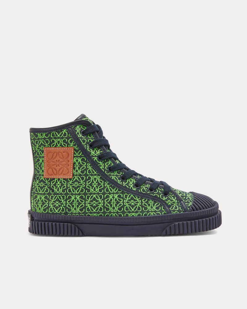 Loewe Women's Anagram Jacquard Apple Green Deep Navy High Top