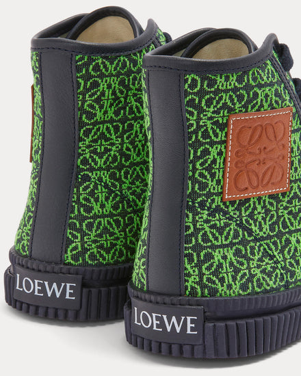 Loewe Anagram Jacquard Apple Green / Deep Navy High Top Sneakers - 3