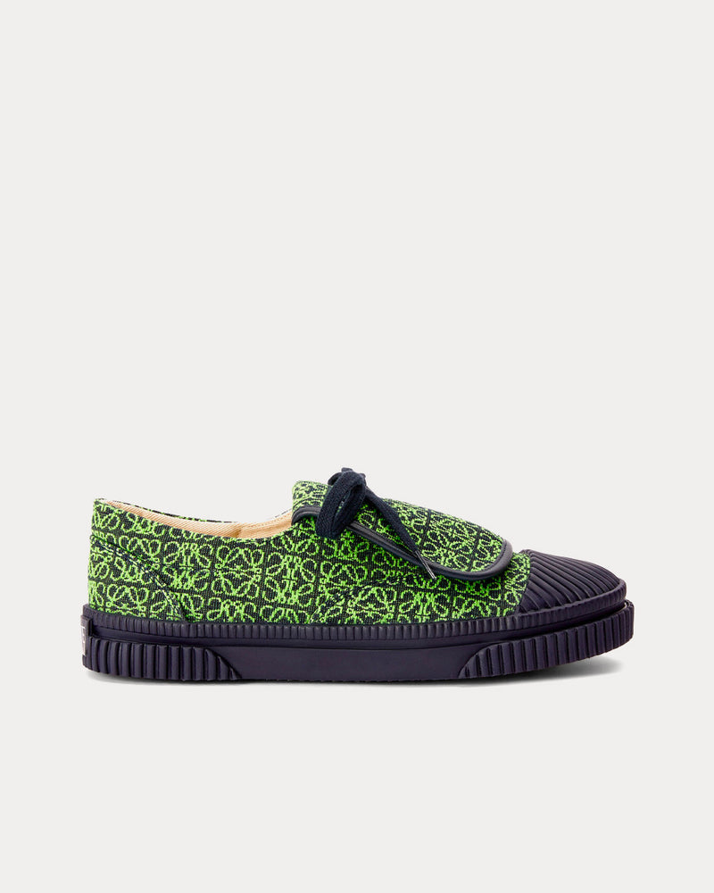 Loewe Flap Anagram Jacquard Apple Green / Deep Navy Low Top Sneakers - 1